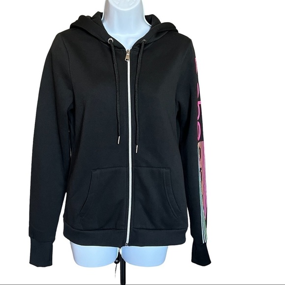 Bebe Hoodie Size S Black Full Zip Logo Long Sleeve Sport NWT - Picture 1 of 13